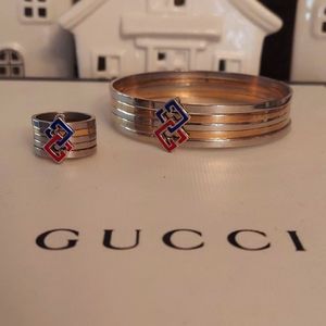 Amazing Gucci 5 band Gucci bracelet and ring, 925, enamel, vintage EMC!